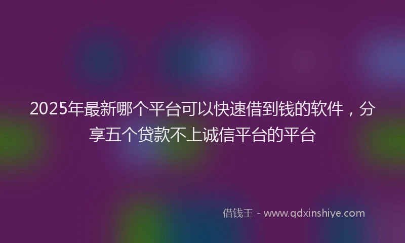 2025年最新哪个平台可以快速借到钱的软件，分享五个贷款不上诚信平台的平台