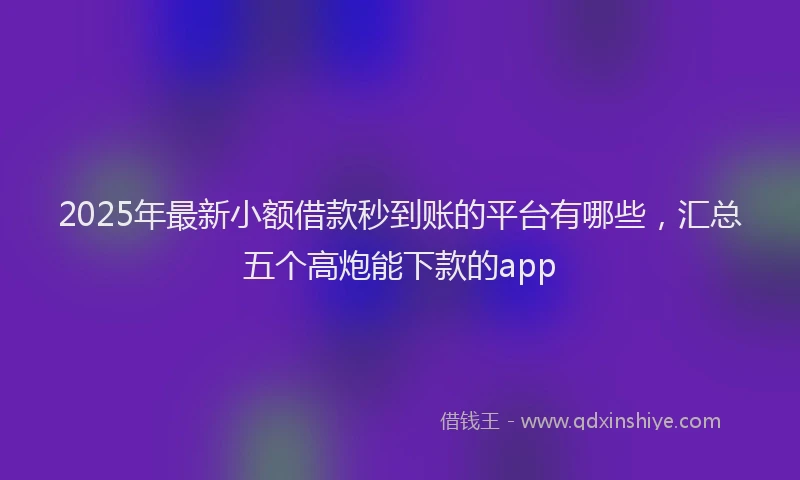 2025年最新小额借款秒到账的平台有哪些，汇总五个高炮能下款的app