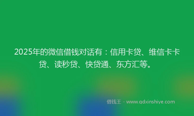2025年的微信借钱对话有：信用卡贷、维信卡卡贷、读秒贷、快贷通、东方汇等。