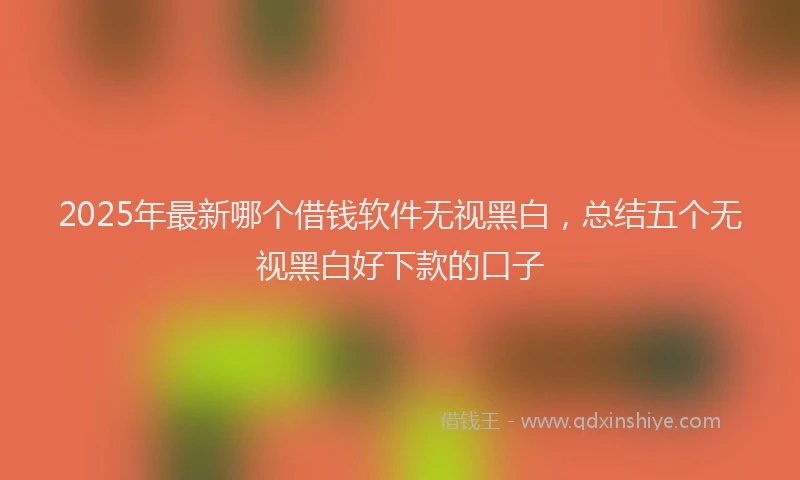 2025年最新哪个借钱软件无视黑白，总结五个无视黑白好下款的口子