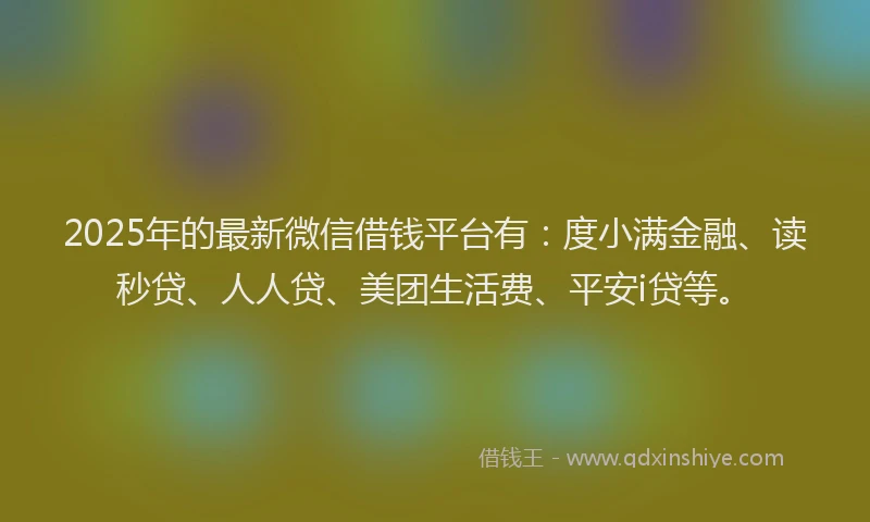 2025年的最新微信借钱平台有：度小满金融、读秒贷、人人贷、美团生活费、平安i贷等。