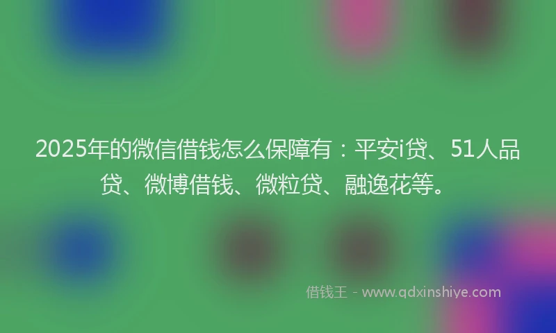 2025年的微信借钱怎么保障有：平安i贷、51人品贷、微博借钱、微粒贷、融逸花等。