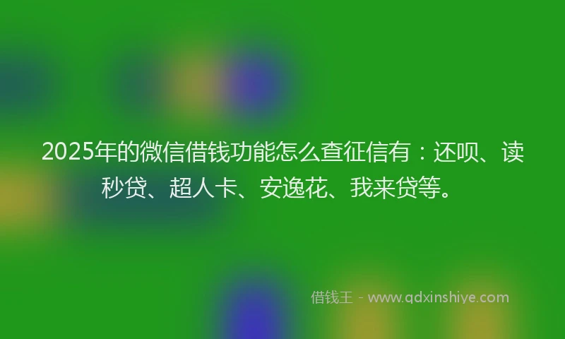 2025年的微信借钱功能怎么查征信有：还呗、读秒贷、超人卡、安逸花、我来贷等。