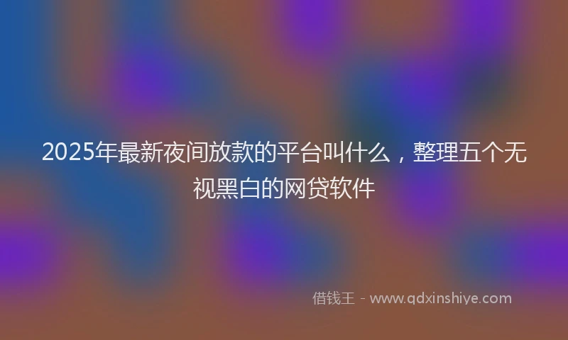 2025年最新夜间放款的平台叫什么，整理五个无视黑白的网贷软件