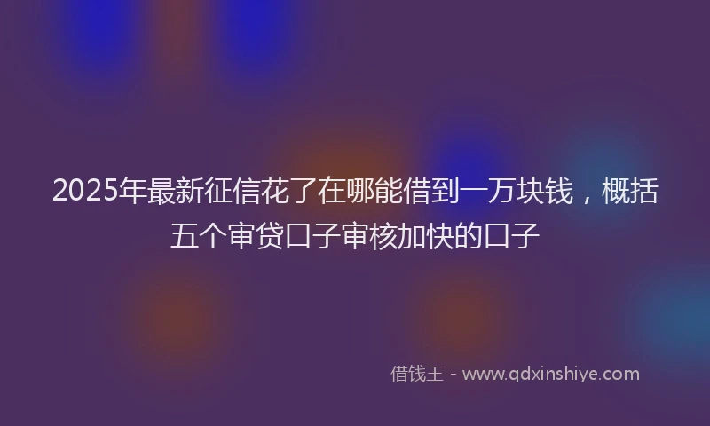 2025年最新征信花了在哪能借到一万块钱，概括五个审贷口子审核加快的口子