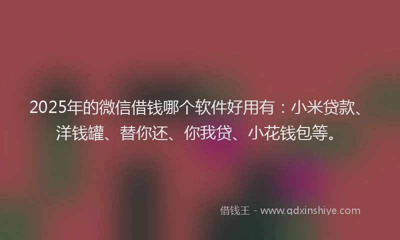 2025年的微信借钱哪个软件好用有：小米贷款、洋钱罐、替你还、你我贷、小花钱包等。