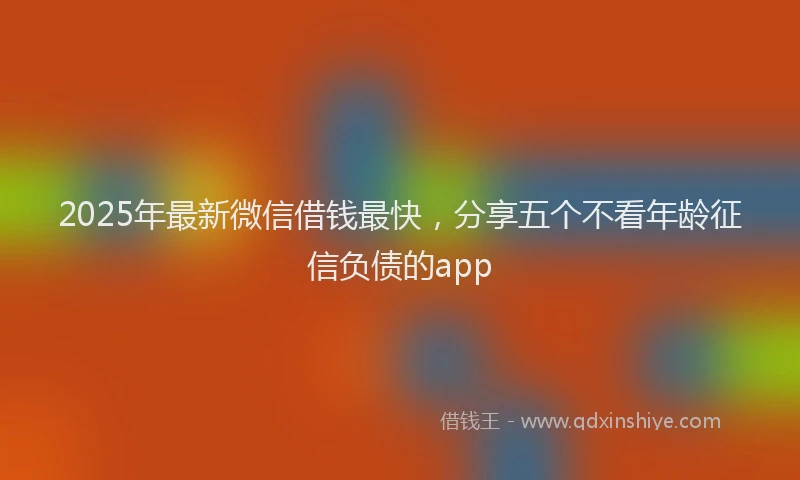 2025年最新微信借钱最快，分享五个不看年龄征信负债的app