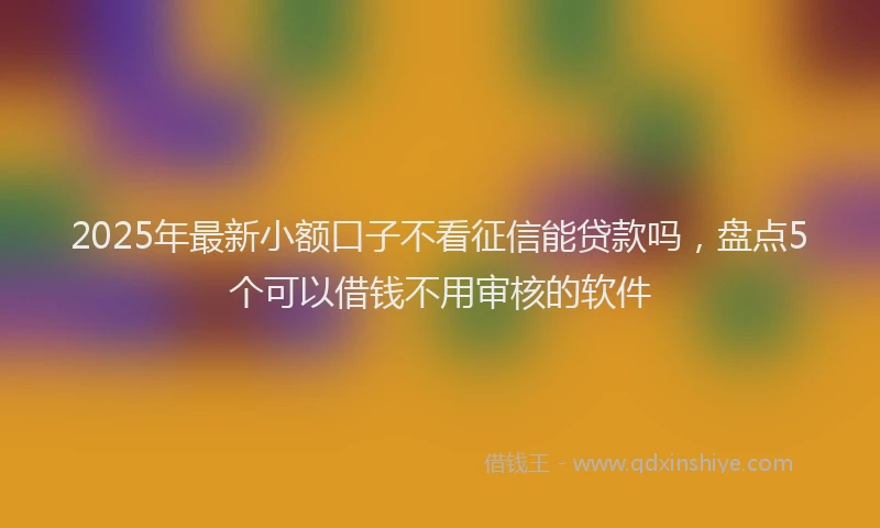 2025年最新小额口子不看征信能贷款吗，盘点5个可以借钱不用审核的软件