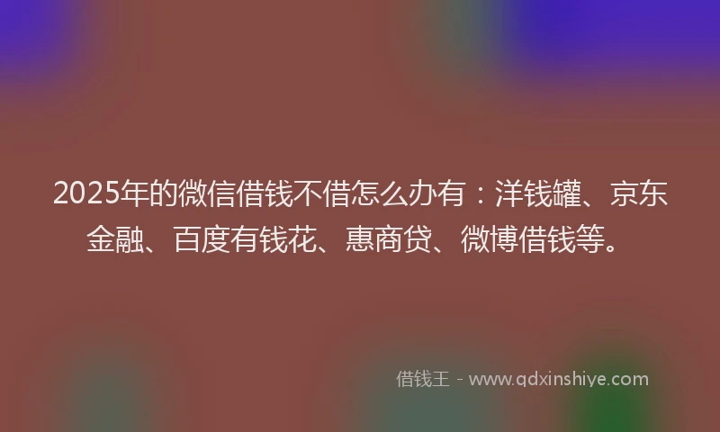 2025年的微信借钱不借怎么办有：洋钱罐、京东金融、百度有钱花、惠商贷、微博借钱等。