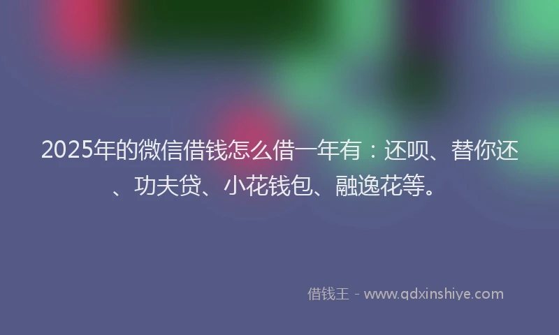 2025年的微信借钱怎么借一年有：还呗、替你还、功夫贷、小花钱包、融逸花等。