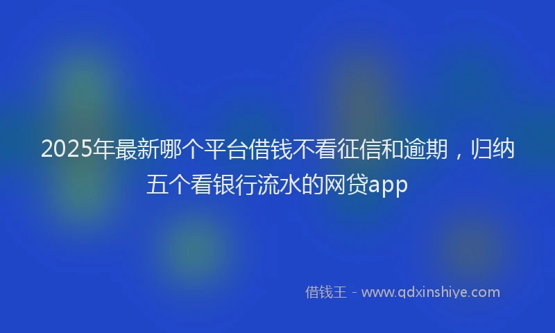 2025年最新哪个平台借钱不看征信和逾期，归纳五个看银行流水的网贷app
