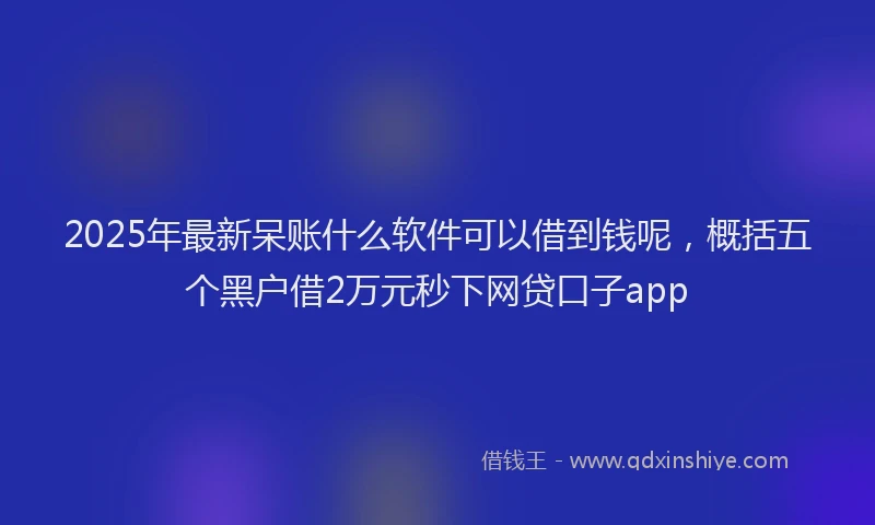 2025年最新呆账什么软件可以借到钱呢，概括五个黑户借2万元秒下网贷口子app