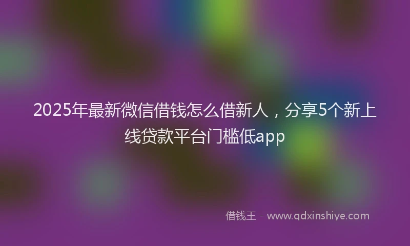 2025年最新微信借钱怎么借新人，分享5个新上线贷款平台门槛低app