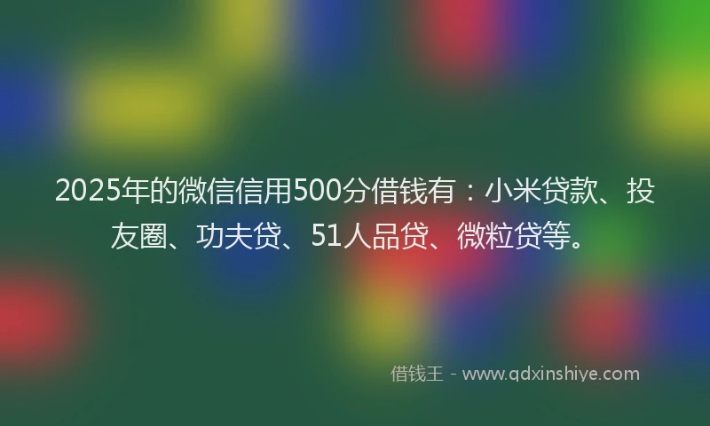 2025年的微信信用500分借钱有：小米贷款、投友圈、功夫贷、51人品贷、微粒贷等。