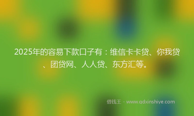 2025年的容易下款口子有：维信卡卡贷、你我贷、团贷网、人人贷、东方汇等。