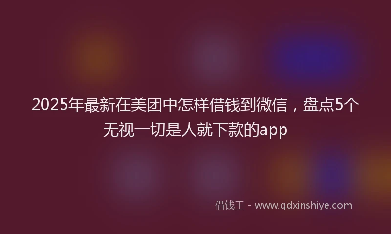 2025年最新在美团中怎样借钱到微信，盘点5个无视一切是人就下款的app