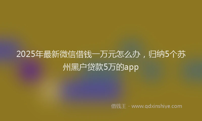 2025年最新微信借钱一万元怎么办，归纳5个苏州黑户贷款5万的app