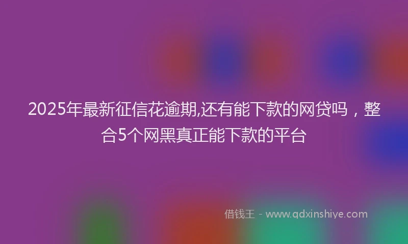 2025年最新征信花逾期,还有能下款的网贷吗，整合5个网黑真正能下款的平台