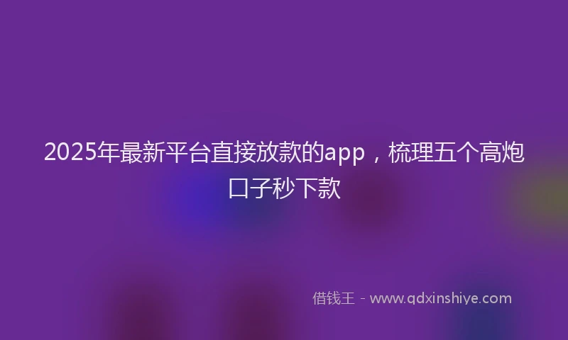 2025年最新平台直接放款的app，梳理五个高炮口子秒下款
