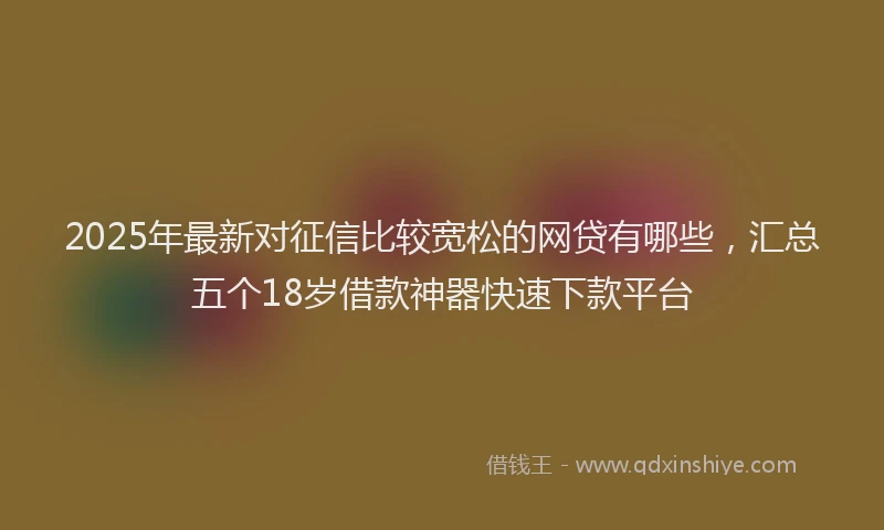 2025年最新对征信比较宽松的网贷有哪些，汇总五个18岁借款神器快速下款平台