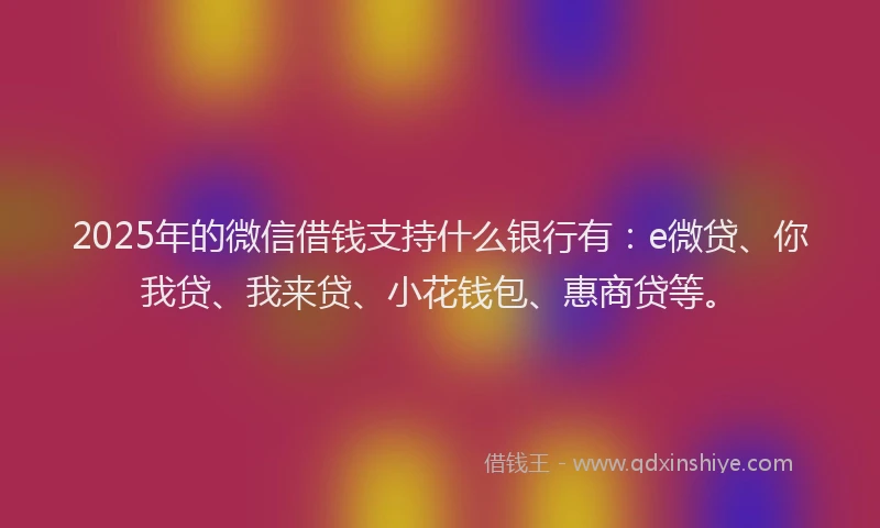 2025年的微信借钱支持什么银行有：e微贷、你我贷、我来贷、小花钱包、惠商贷等。