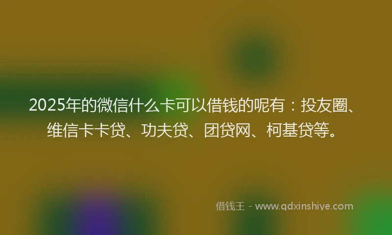 2025年的微信什么卡可以借钱的呢有：投友圈、维信卡卡贷、功夫贷、团贷网、柯基贷等。