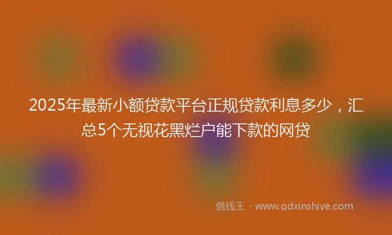 2025年最新小额贷款平台正规贷款利息多少，汇总5个无视花黑烂户能下款的网贷