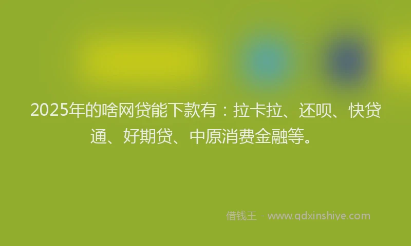 2025年的啥网贷能下款有：拉卡拉、还呗、快贷通、好期贷、中原消费金融等。