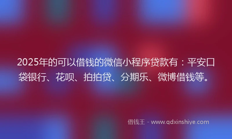 2025年的可以借钱的微信小程序贷款有：平安口袋银行、花呗、拍拍贷、分期乐、微博借钱等。