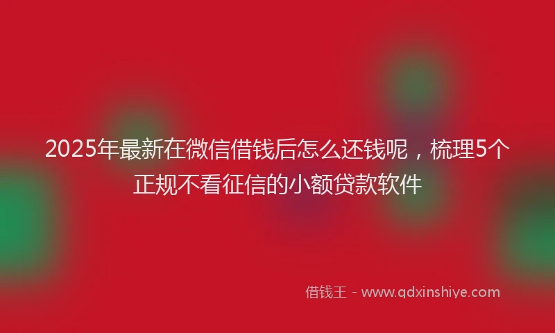 2025年最新在微信借钱后怎么还钱呢，梳理5个正规不看征信的小额贷款软件