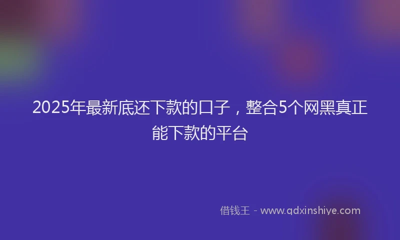 2025年最新底还下款的口子，整合5个网黑真正能下款的平台