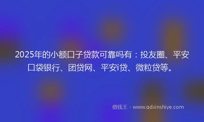 2025年的小额口子贷款可靠吗有：投友圈、平安口袋银行、团贷网、平安i贷、微粒贷等。