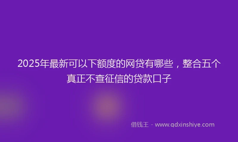2025年最新可以下额度的网贷有哪些，整合五个真正不查征信的贷款口子