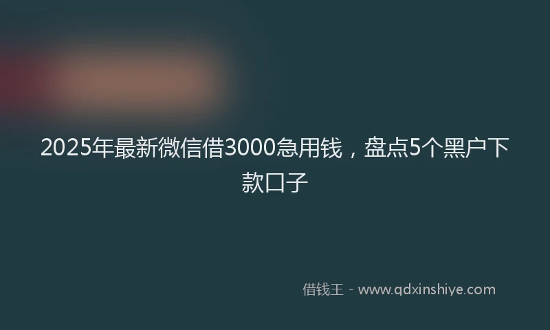 2025年最新微信借3000急用钱，盘点5个黑户下款口子