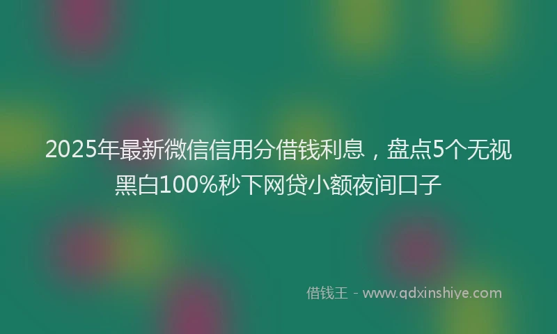 2025年最新微信信用分借钱利息，盘点5个无视黑白100%秒下网贷小额夜间口子