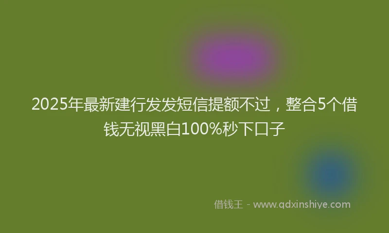 2025年最新建行发发短信提额不过，整合5个借钱无视黑白100%秒下口子