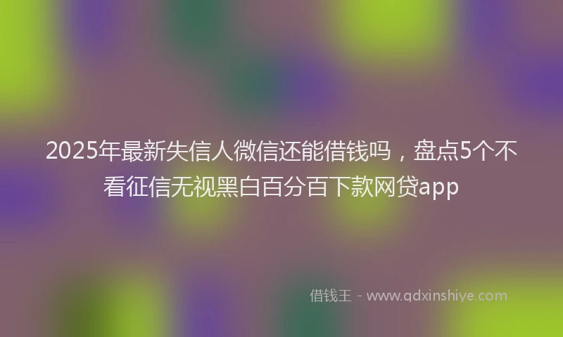 2025年最新失信人微信还能借钱吗，盘点5个不看征信无视黑白百分百下款网贷app