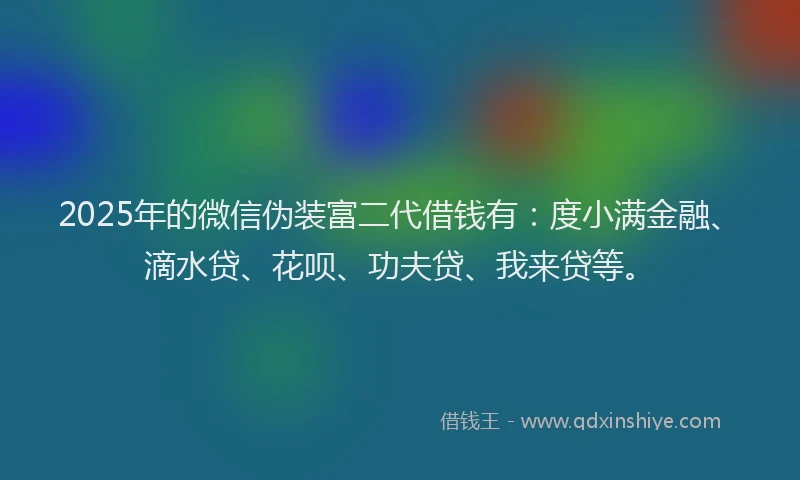 2025年的微信伪装富二代借钱有：度小满金融、滴水贷、花呗、功夫贷、我来贷等。
