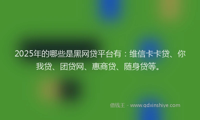 2025年的哪些是黑网贷平台有：维信卡卡贷、你我贷、团贷网、惠商贷、随身贷等。