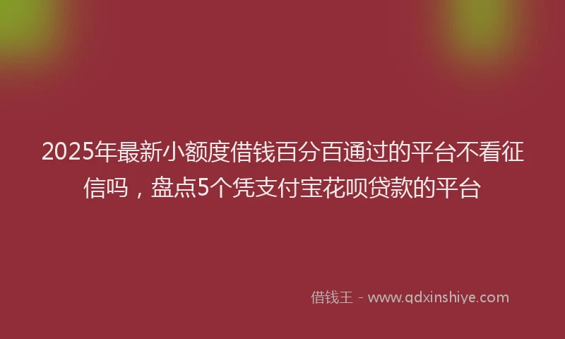 2025年最新小额度借钱百分百通过的平台不看征信吗，盘点5个凭支付宝花呗贷款的平台