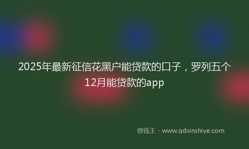 2025年最新征信花黑户能贷款的口子，罗列五个12月能贷款的app