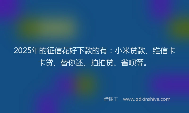 2025年的征信花好下款的有：小米贷款、维信卡卡贷、替你还、拍拍贷、省呗等。