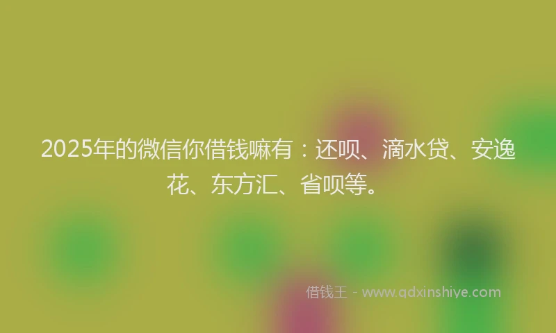 2025年的微信你借钱嘛有：还呗、滴水贷、安逸花、东方汇、省呗等。