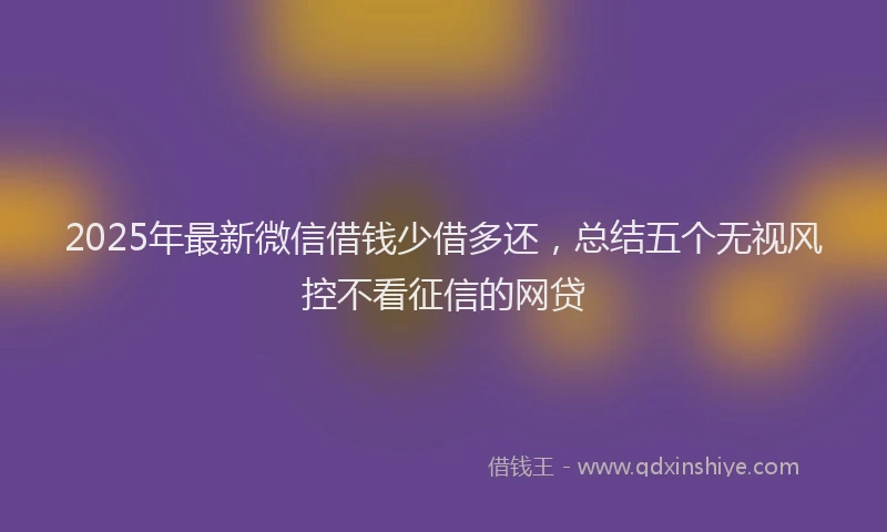 2025年最新微信借钱少借多还，总结五个无视风控不看征信的网贷