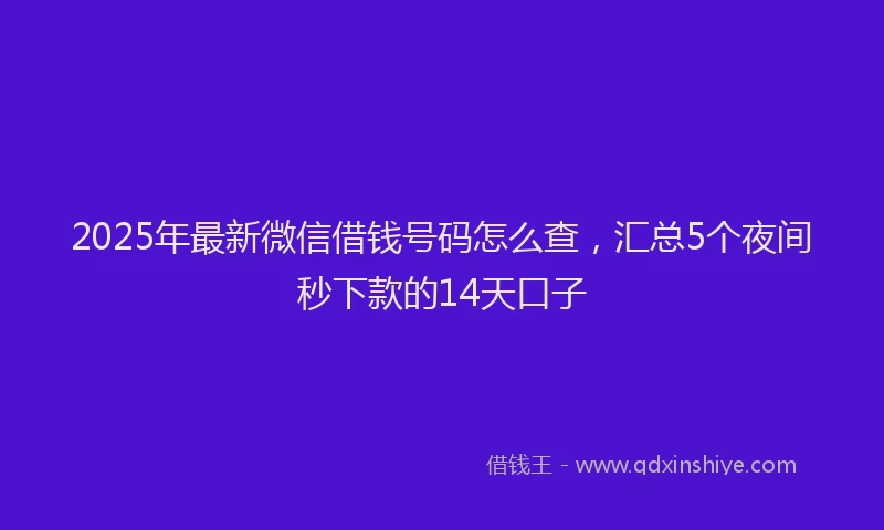 2025年最新微信借钱号码怎么查，汇总5个夜间秒下款的14天口子