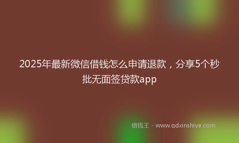 2025年最新微信借钱怎么申请退款，分享5个秒批无面签贷款app