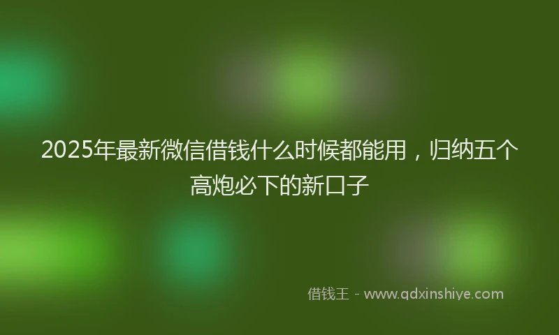 2025年最新微信借钱什么时候都能用，归纳五个高炮必下的新口子