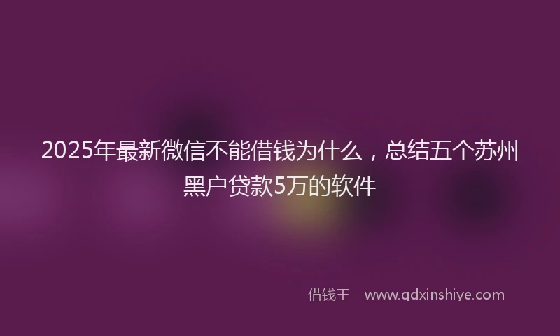 2025年最新微信不能借钱为什么，总结五个苏州黑户贷款5万的软件