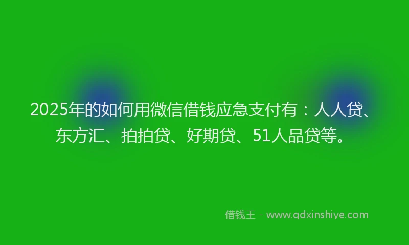2025年的如何用微信借钱应急支付有：人人贷、东方汇、拍拍贷、好期贷、51人品贷等。