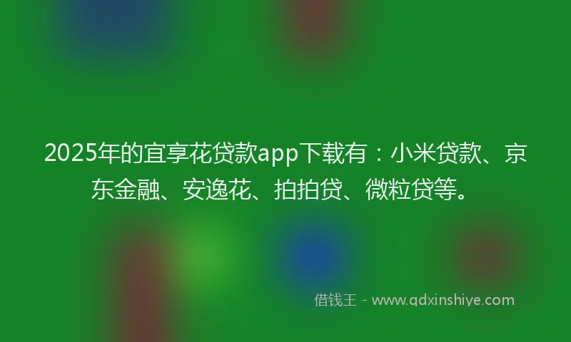 2025年的宜享花贷款app下载有：小米贷款、京东金融、安逸花、拍拍贷、微粒贷等。
